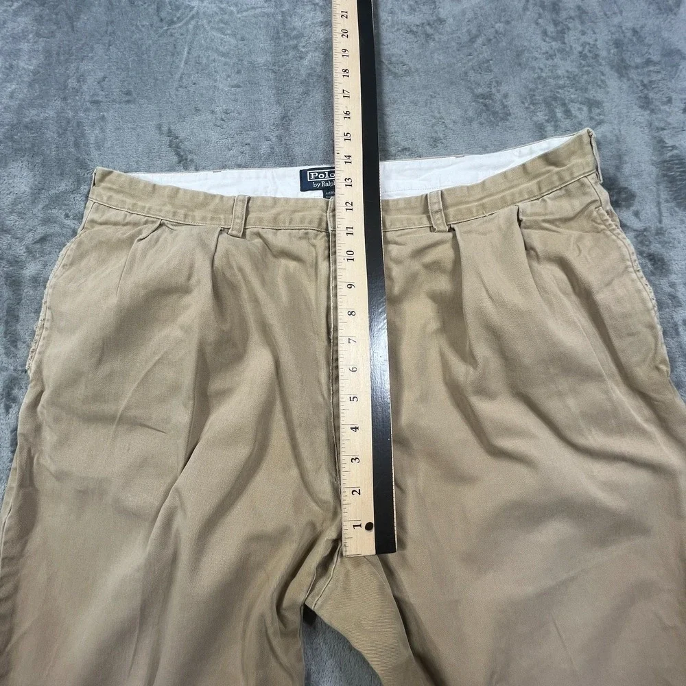 VTG Polo Ralph Lauren Pants Mens 38X28 Andrew Straight Chino Pleated‎ Faded READ